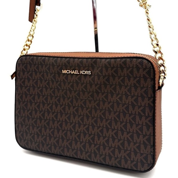 Michael Kors Large EW Crossbody Bag Brown/Gold - Picture 1 of 9